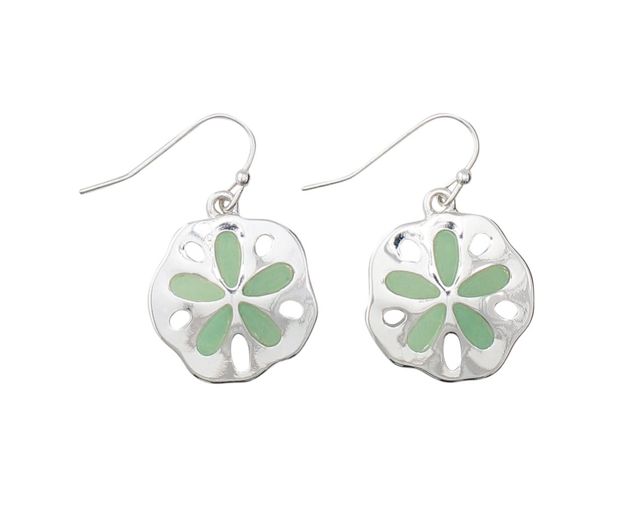 Periwinkle Sand Dollar Earrings With Sea Glass Inlay