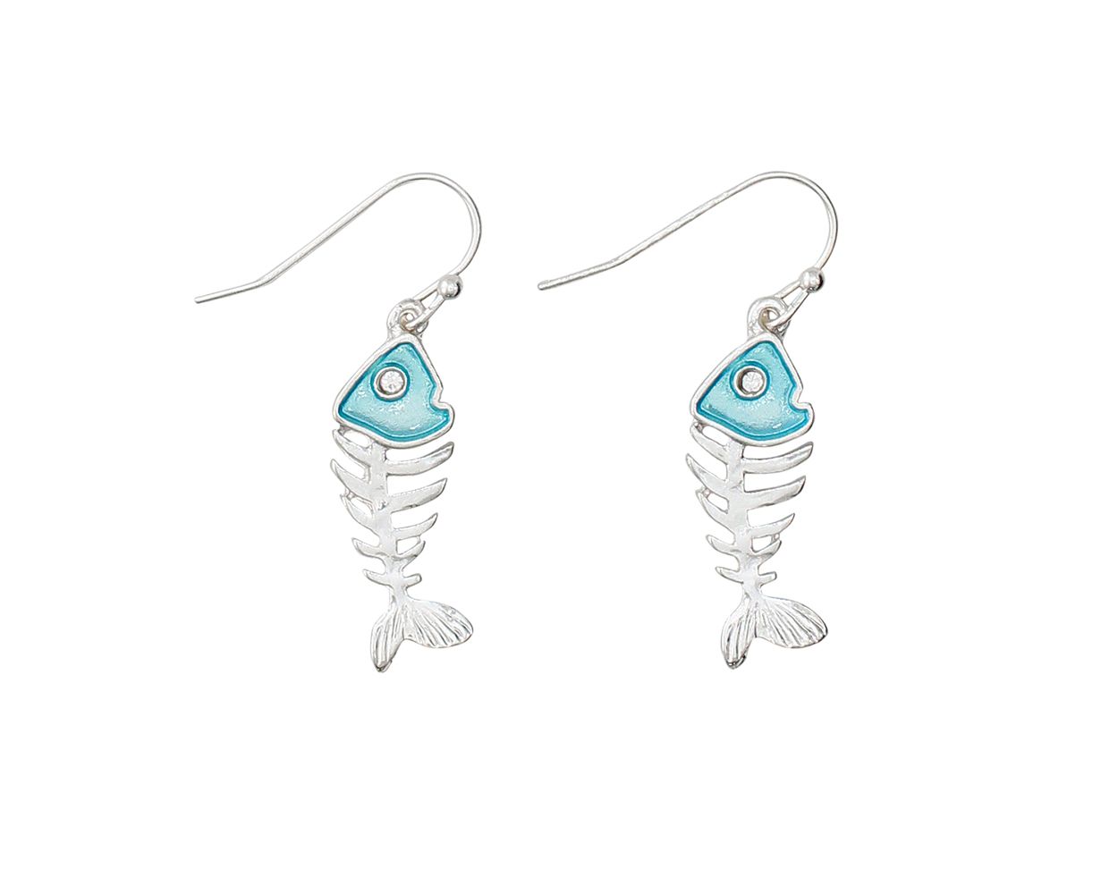 Periwinkle Silver And Aqua Resin Earrings For Women