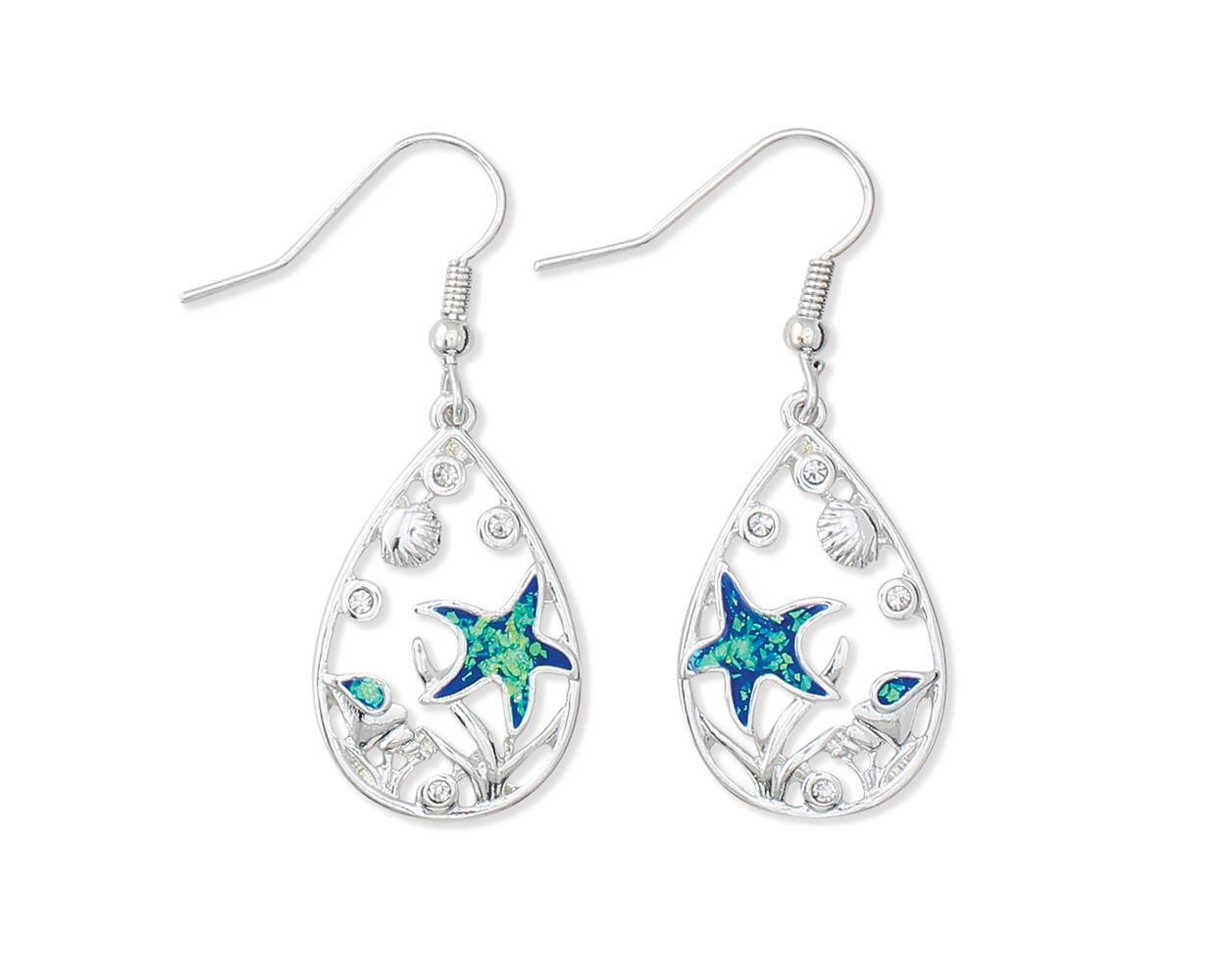 Periwinkle Blue Glitter Resin Earrings With Crystals