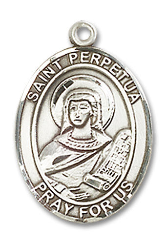 Extel Medium Oval Sterling Silver St. Perpetua Medal Made in USA