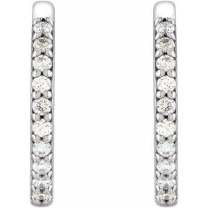 14K White 1/6 CTW Natural Diamond Hinged 15 mm Hoop Earrings 87382:152:P