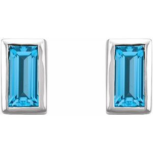 Sterling Silver Natural Swiss Blue Topaz Bezel-Set Earrings 2000410:1067:P
