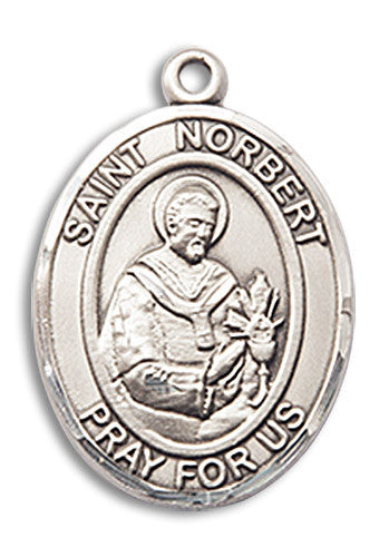 Extel Medium Oval Sterling Silver St. Norbert Medal Made in USA