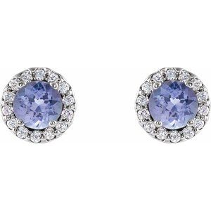Platinum 4 mm Natural Tanzanite & 1/10 CTW Natural Diamond Earrings 86509:3009:P
