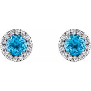 Platinum 4 mm Natural Swiss Blue Topaz & 1/10 CTW Natural Diamond Earrings 86509:3019:P