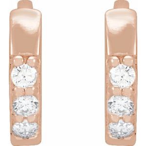 14K Rose .05 CTW Natural Diamond Hinged 8 mm Hoop Earrings 87382:181:P