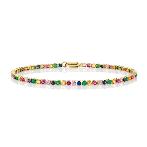 3.20CT MULTI-COLOR STONE MICRO-TENNIS BRACELET