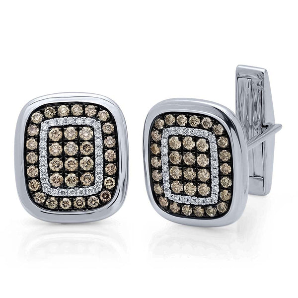 1.45CT WHITE & CHAMPAGNE DIAMOND CUFF LINKS