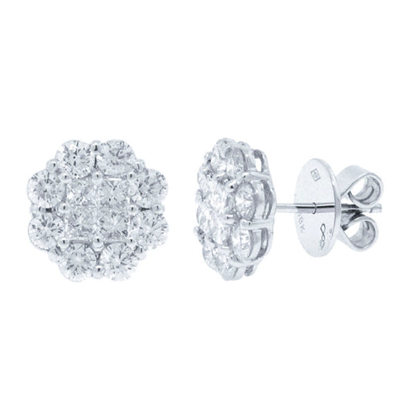 1.97CT DIAMOND CLUSTER STUD EARRING