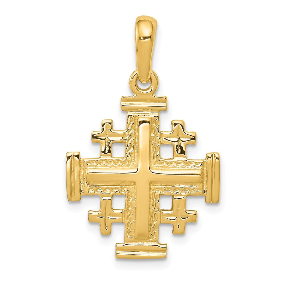 Extel Large 14k Gold Jerusalem Cross Pendant Made in USA