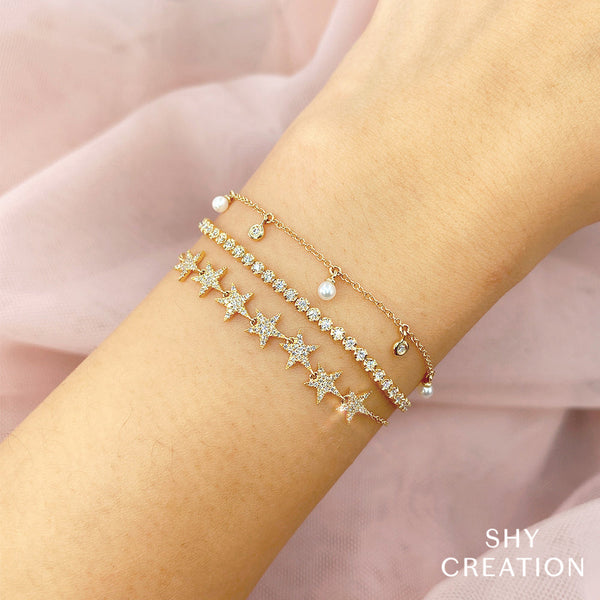 Shy Creation 0.31Ct Diamond Crown Setting Bolo Bracelet SC55020394