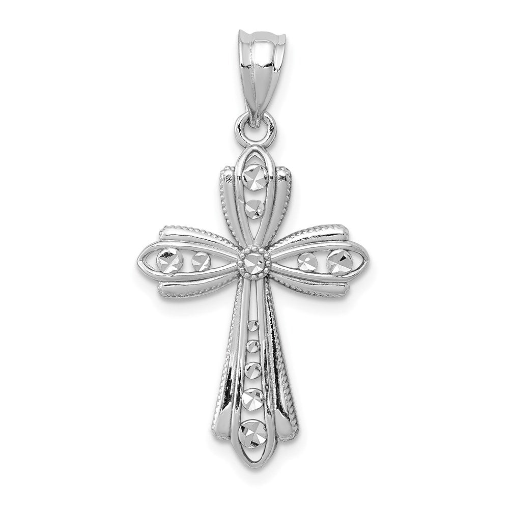 Extel Large 14k White Gold Fancy Cross Pendant Charm