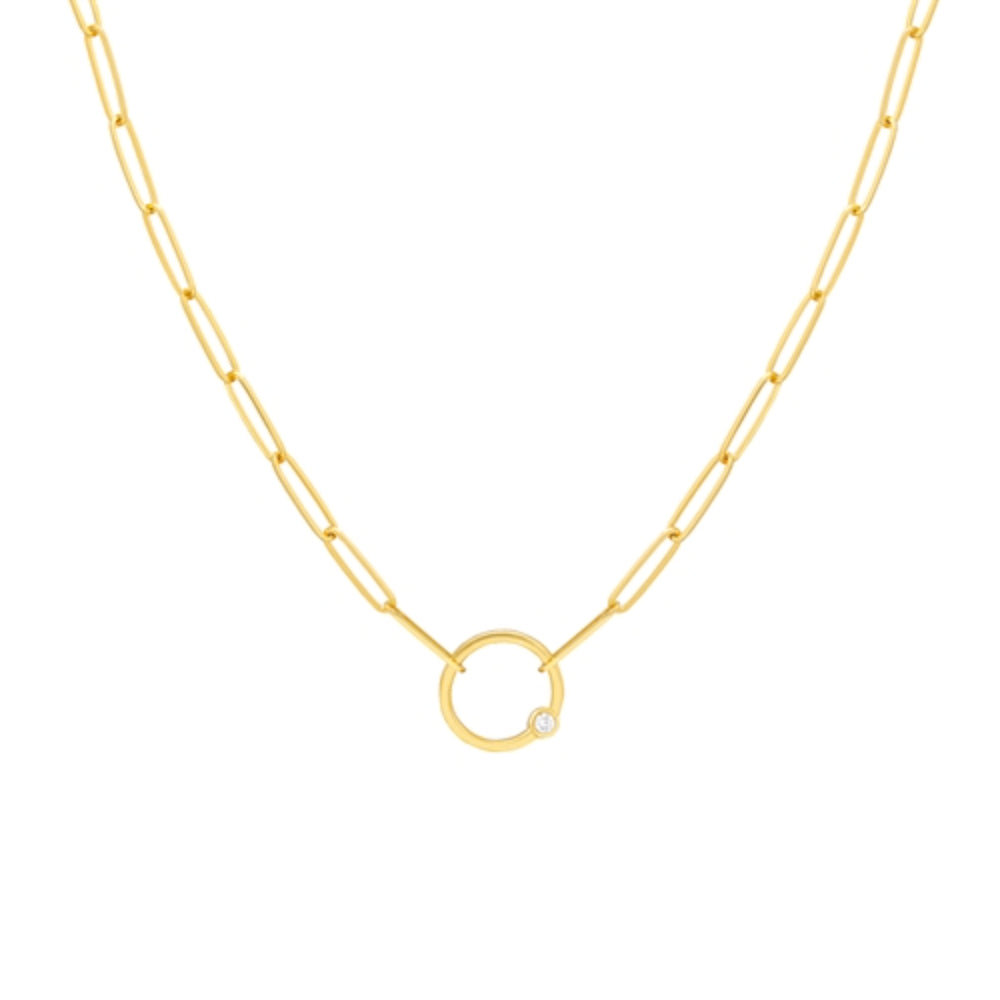 14k Gold Diamond Ring Paper Clip Necklace