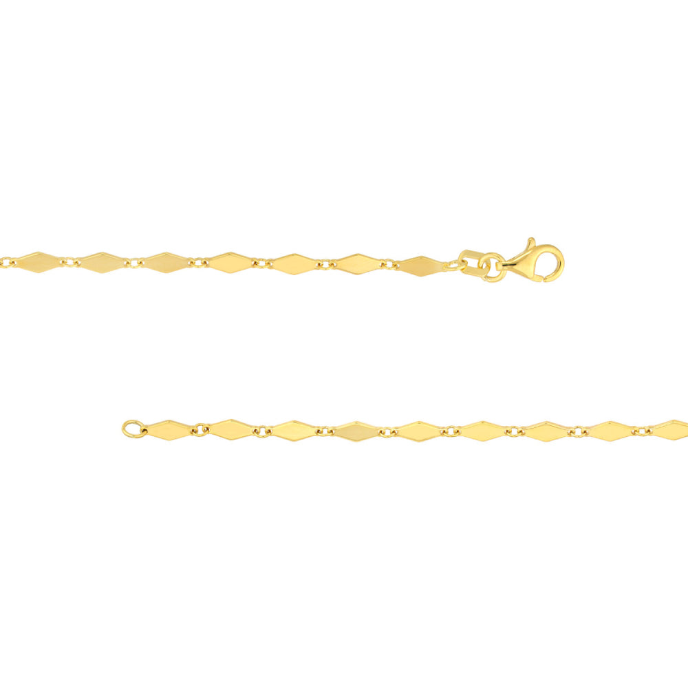 14Y Diamond-Shaped Flat Link Bracelet 7.25"