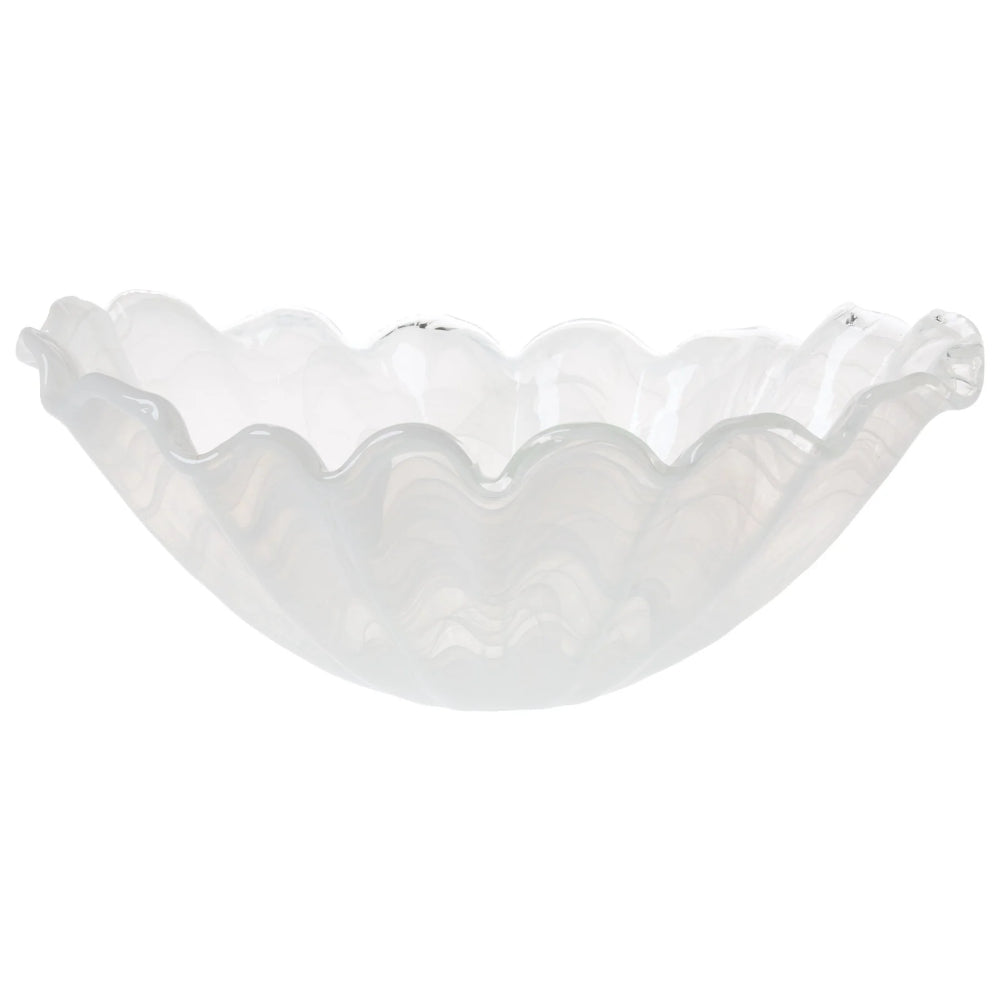 Vietri Onda Glass White Large Centerpiece