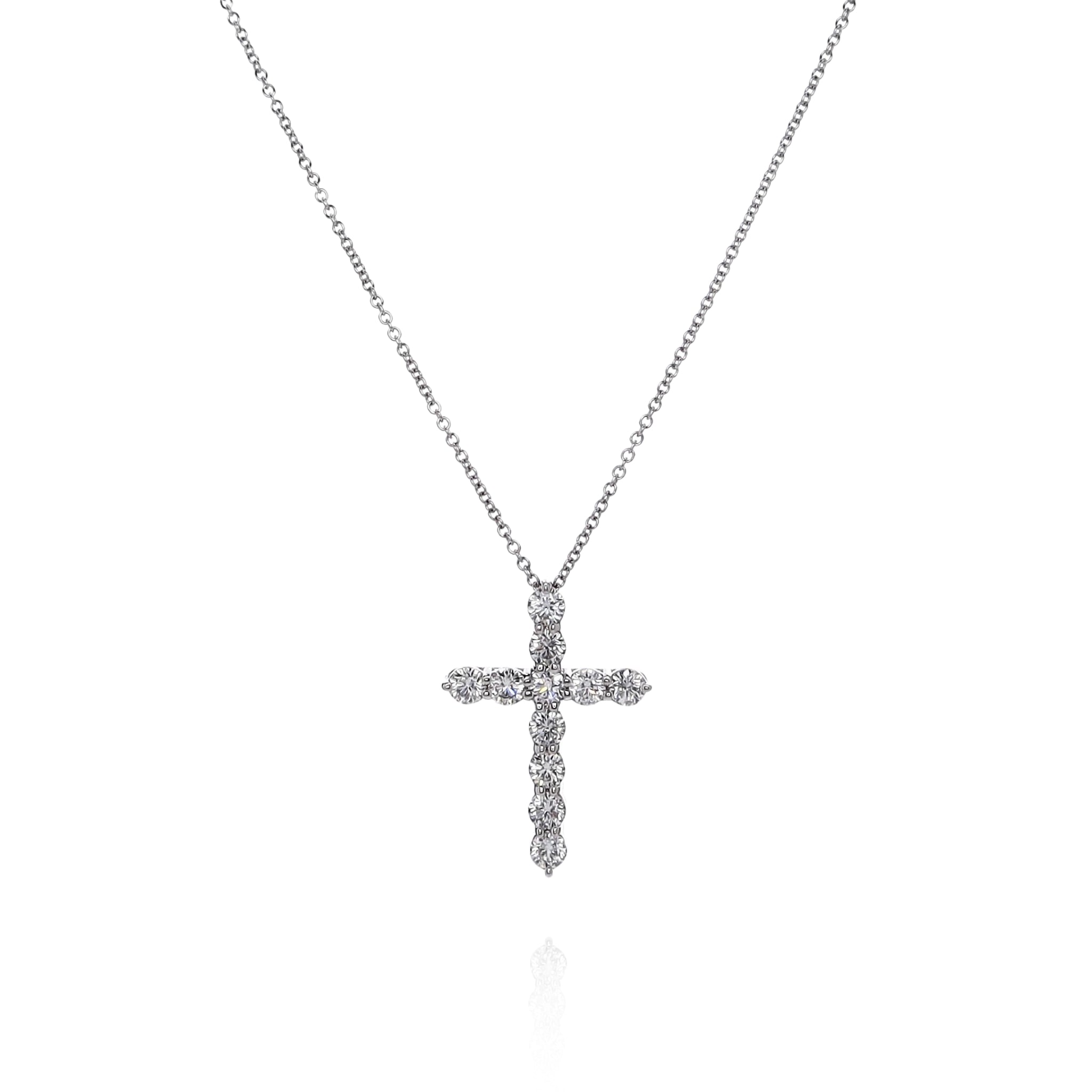 14k White Gold 18" 1ct Diamond Cross Pendant Necklace
