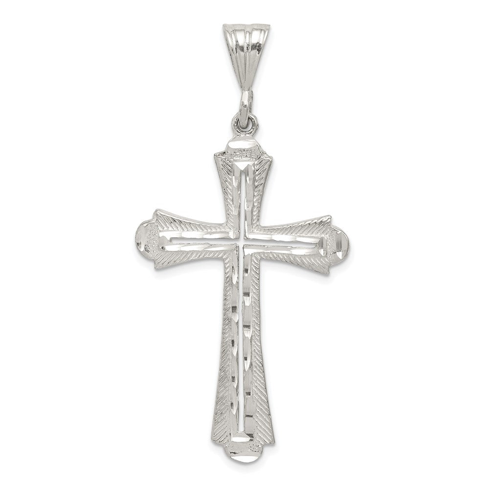Extel Extra Large Sterling Silver Diamond-cut Cross Pendant