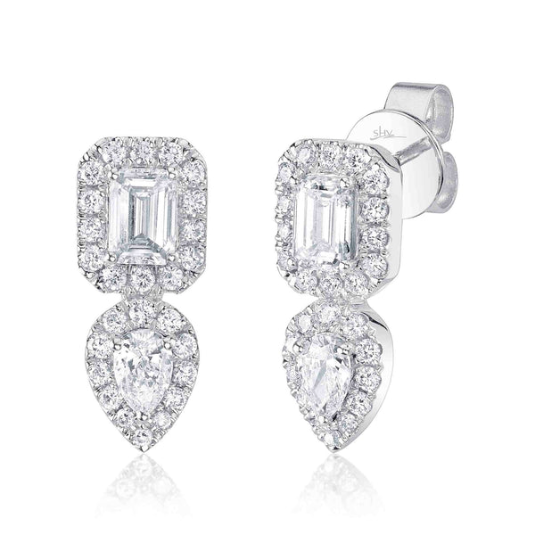 1.50CT DIAMOND EMERALD PEAR STUD EARRING