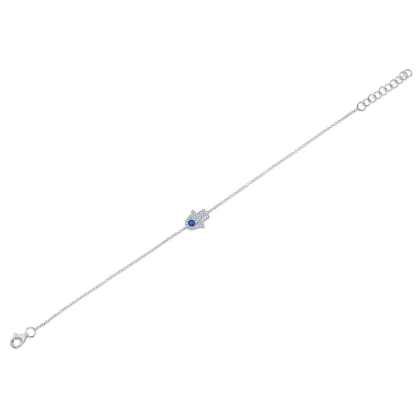 Shy Creation 0.09Ct Diamond & 0.08Ct Blue Sapphire Hamsa Bracelet SC55005294