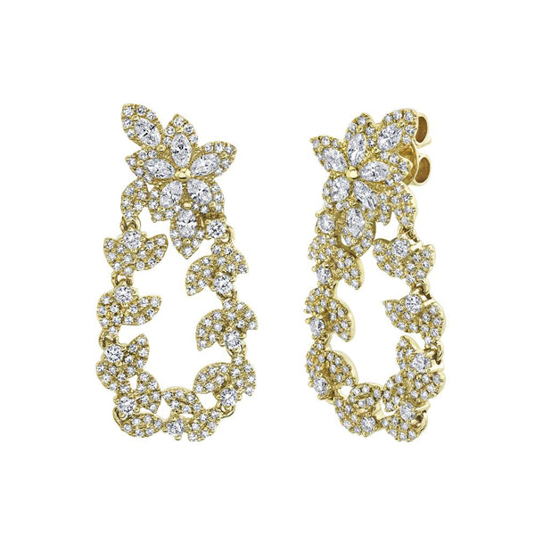 1.47CT DIAMOND MARQUISE FLOWER & LEAF EARRING