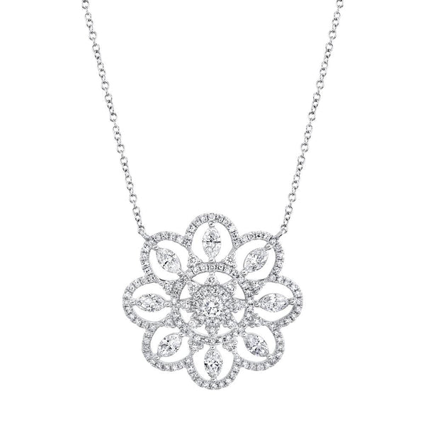 1.43CT DIAMOND MARQUISE FLOWER NECKLACE