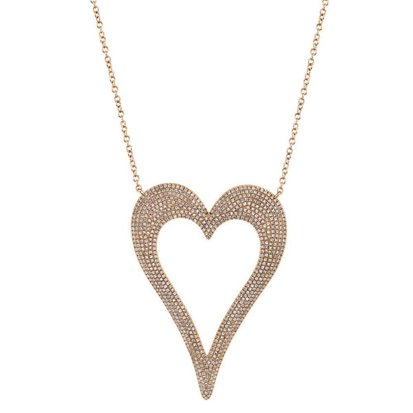 1.57CT DIAMOND PAVE OPEN HEART NECKLACE