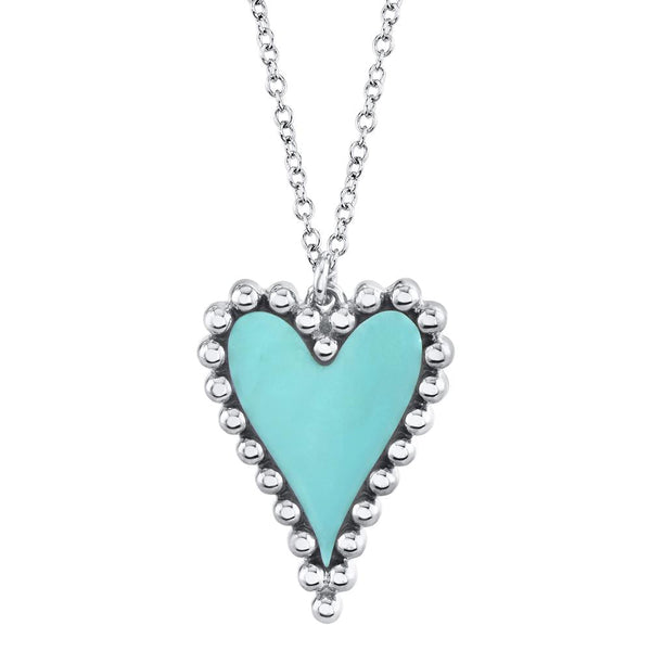1.43CT COMPOSITE TURQUOISE HEART NECKLACE