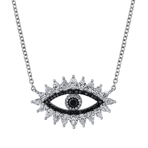 1.55CT BLACK & WHITE DIAMOND PEAR EYE NECKLACE