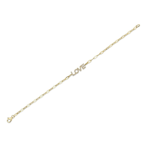 Shy Creation 0.12Ct Diamond "Love" Paper Clip Link Bracelet SC55022758