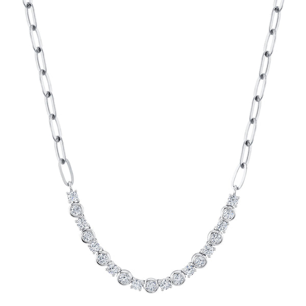 1.64CT DIAMOND BEZEL PAPER CLIP LINK NECKLACE