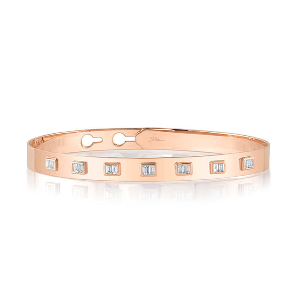 0.46CT DIAMOND BAGUETTE LATCH LOCK BANGLE