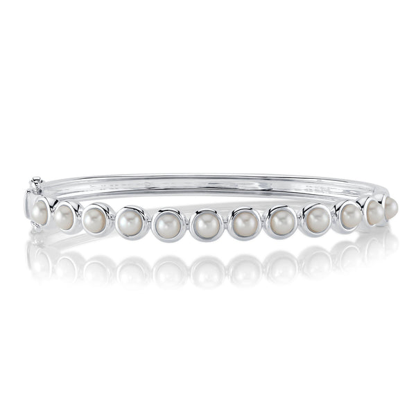 CULTURED PEARL BEZEL BANGLE