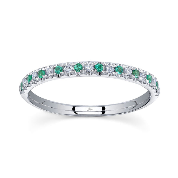 Shy Creation 0.10Ct Diamond & 0.10Ct Emerald Band SC55025940