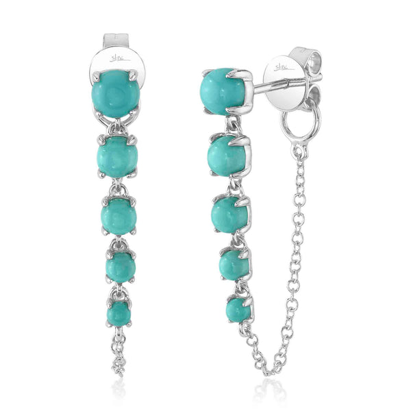 1.62CT COMPOSITE TURQUOISE CHAIN EARRING