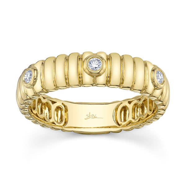 Shy Creation 0.08Ct Diamond Ribbed Bezel Band SC55026036