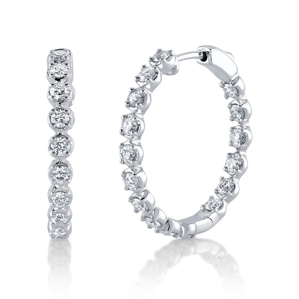 1.82CT DIAMOND CROWN SETTING HOOP EARRING