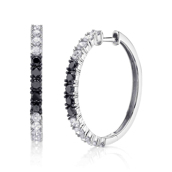 1.52CT BLACK & WHITE DIAMOND HOOP EARRING