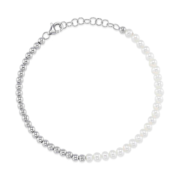 CULTURED PEARL BALL CHAIN BRACELET