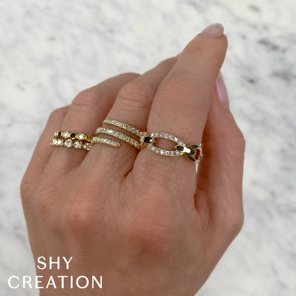 Shy Creation 0.17Ct Diamond Link Ring SC55024785