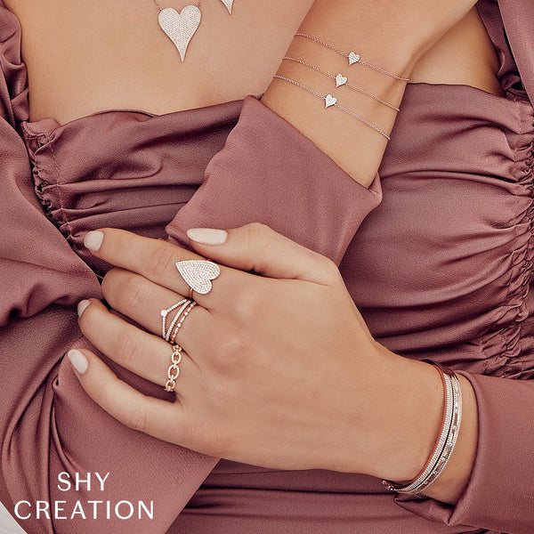 Shy Creation 0.05Ct Diamond Pave Heart Bracelet SC55007634