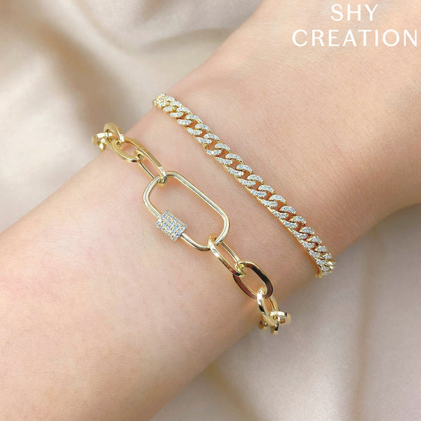 Shy Creation 0.23Ct Diamond Paper Clip Link Bracelet SC55022367