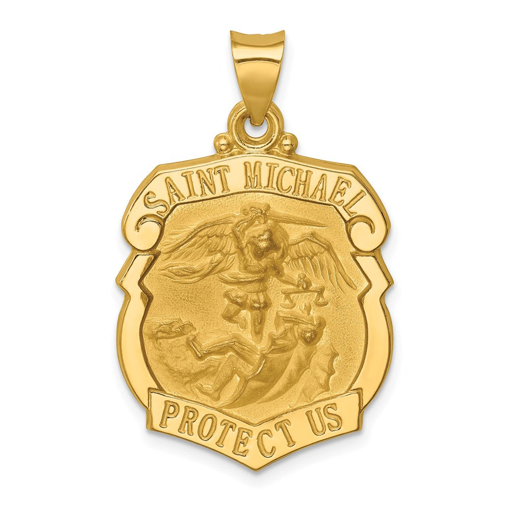Extel Large 14k Polished Satin Patron Saint Michael Medal