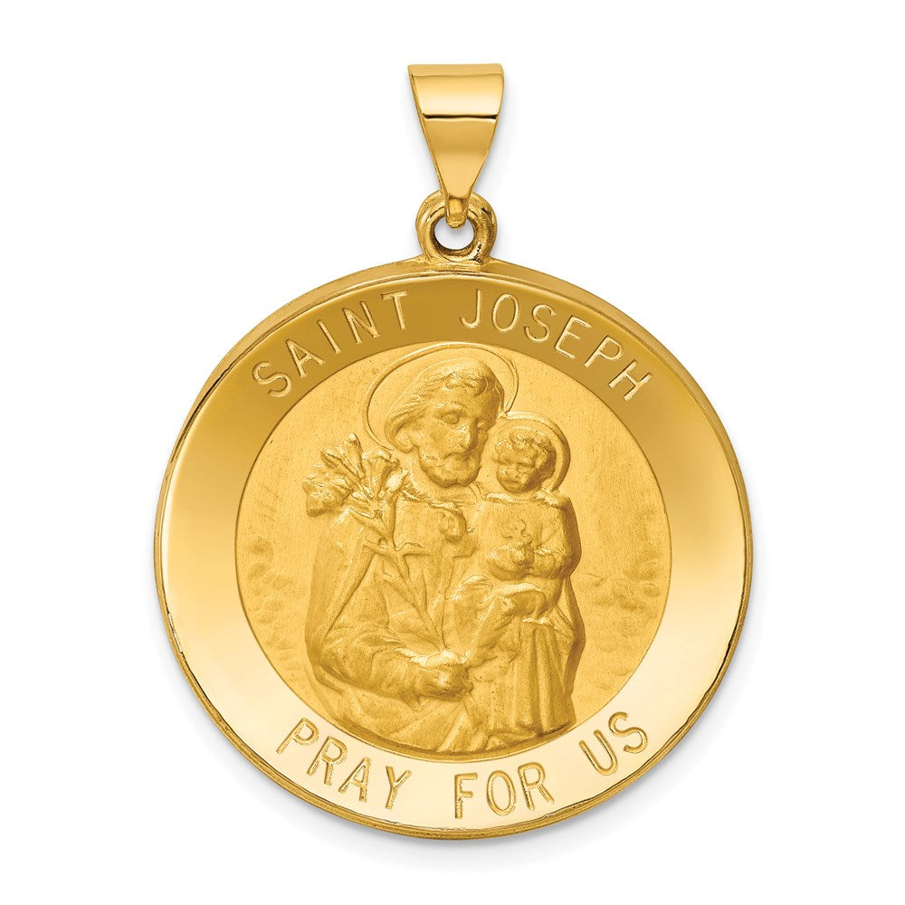 Extel Large 14k Polished Satin Patron Saint Joseph Medal