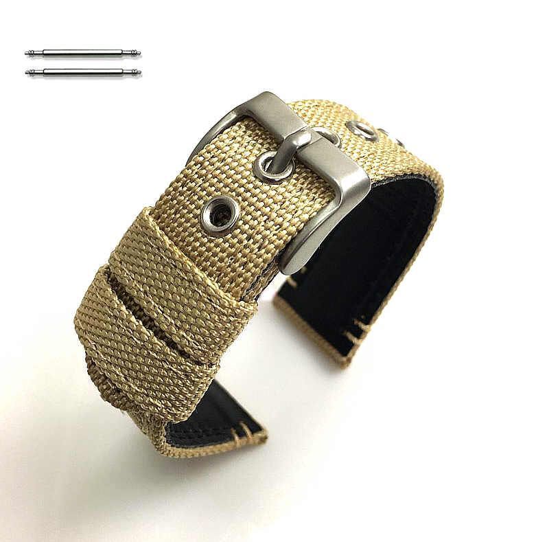 Armani Compatible Beige Military Style Nylon Strap 22mm Replacement Watch Band #6062