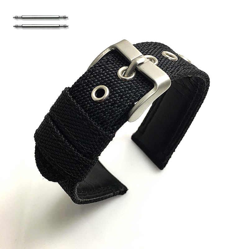 Armani Compatible Black Military Style Nylon Strap 22mm Replacement Watch Band #6061