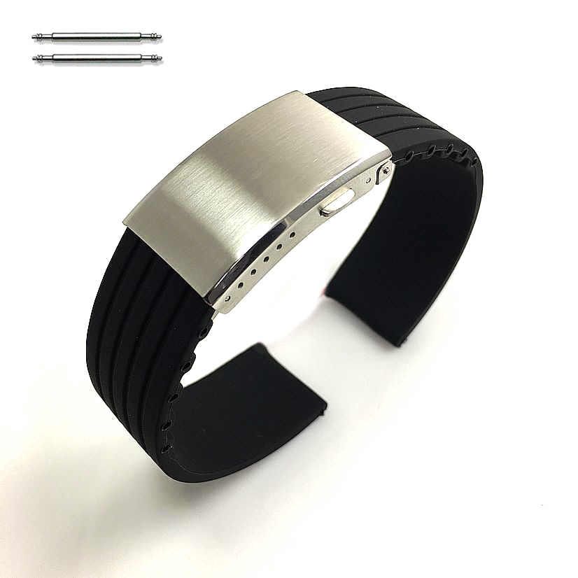 Armani Compatible Black Silicone Rubber Strap Replacement Watch Band Steel Clasp 4451