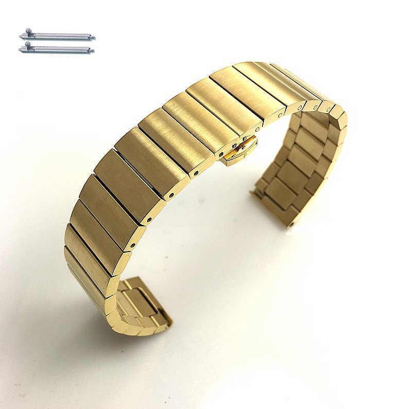 Armani Compatible Brushed Gold Steel Metal Watch Band Butterfly Clasp #5117