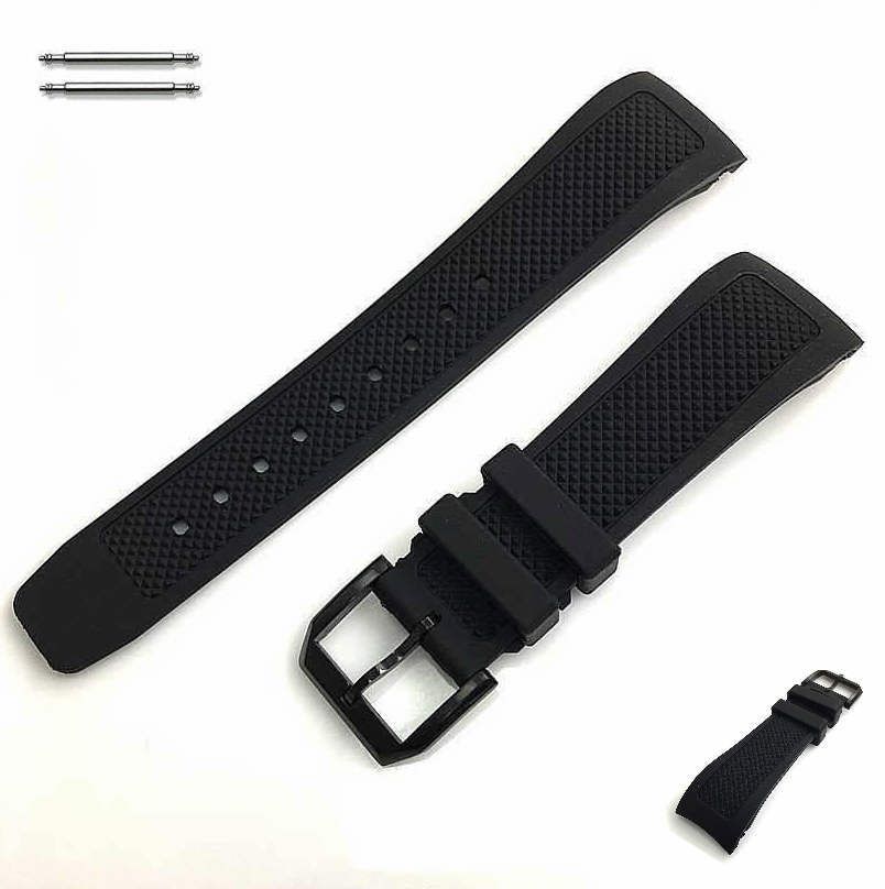Armani Compatible Curved End 22mm Black Silicone Rubber Strap Watch Band #4441