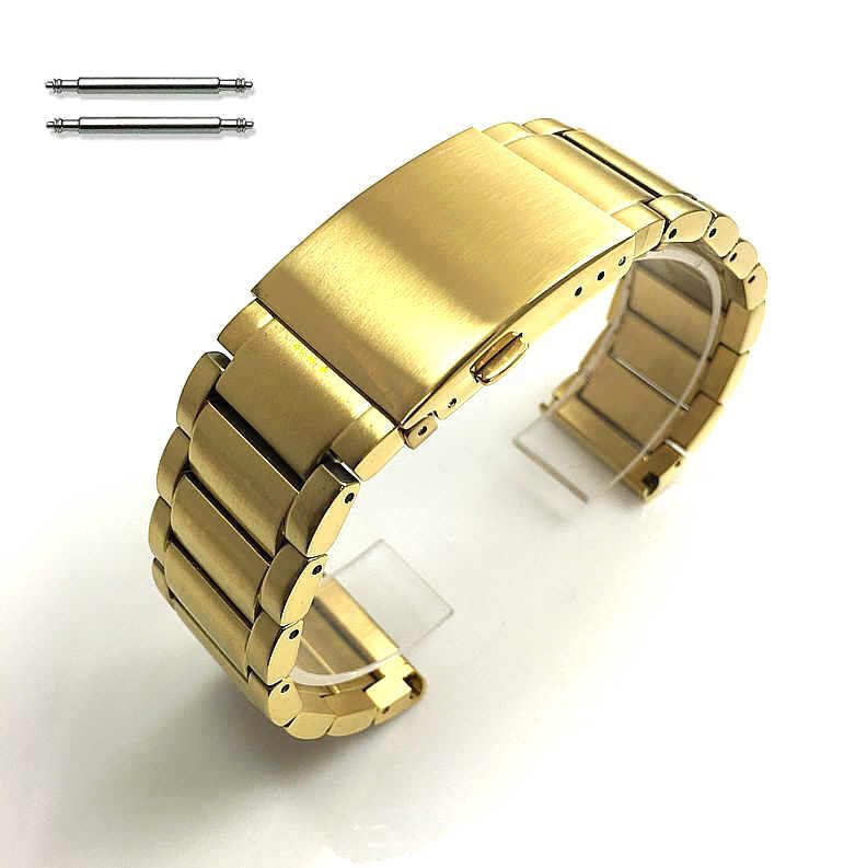 Armani Compatible Steel Gold Tone Brushed Metal Replacement Watch Band #5113
