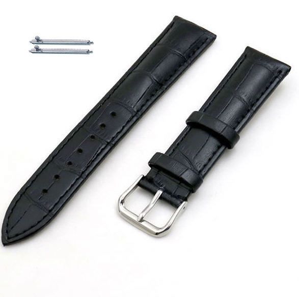 Armani Exchange Compatible Black Elegant Croco Genuine Leather Replacement Watch Band Strap Steel Buckle #1041
